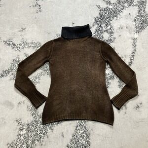 Avant Toi Cashmere Sweater Womens Size M Brown Turtleneck Distressed Italy